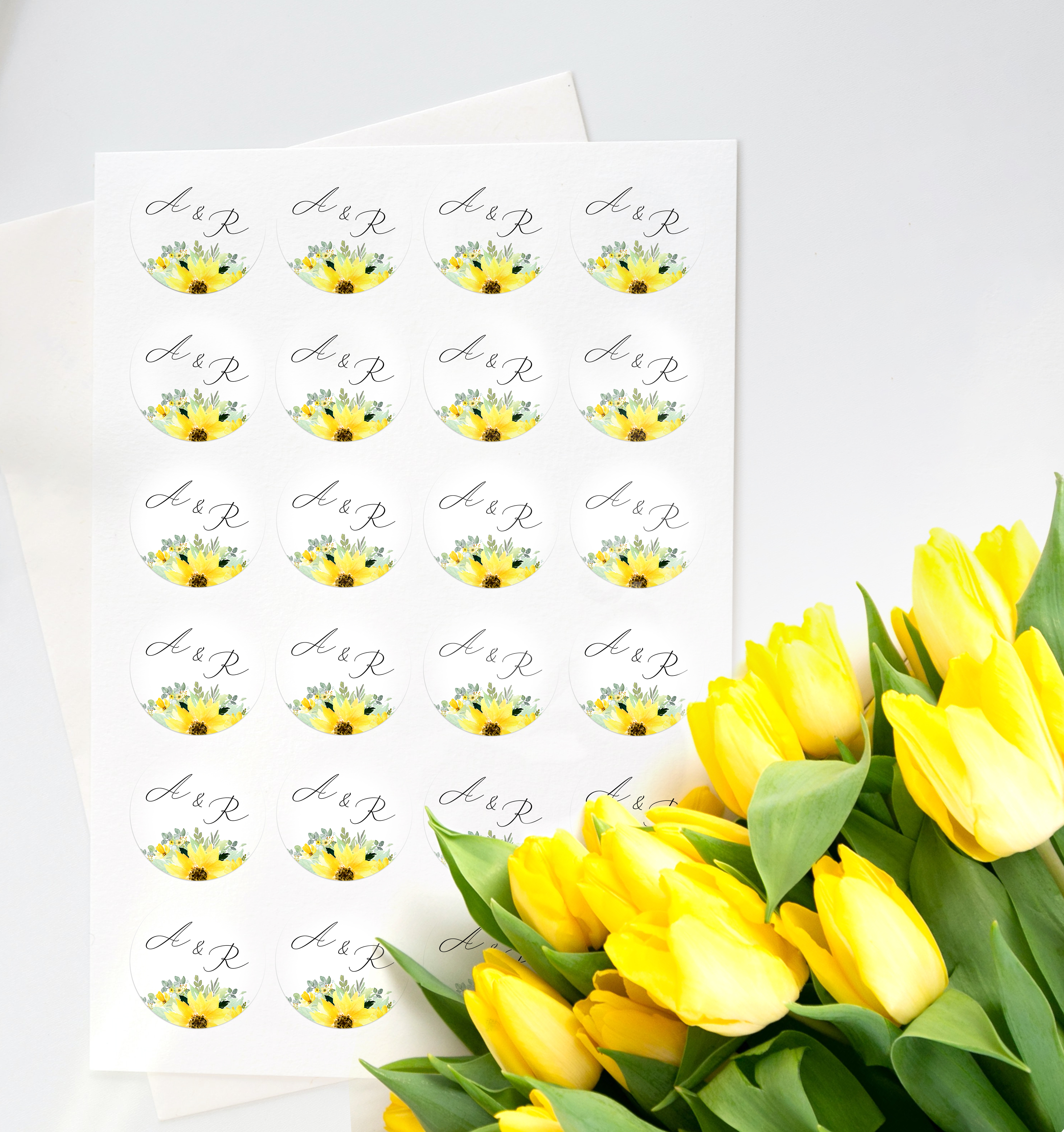 Svatební samolepky - Slunečnice